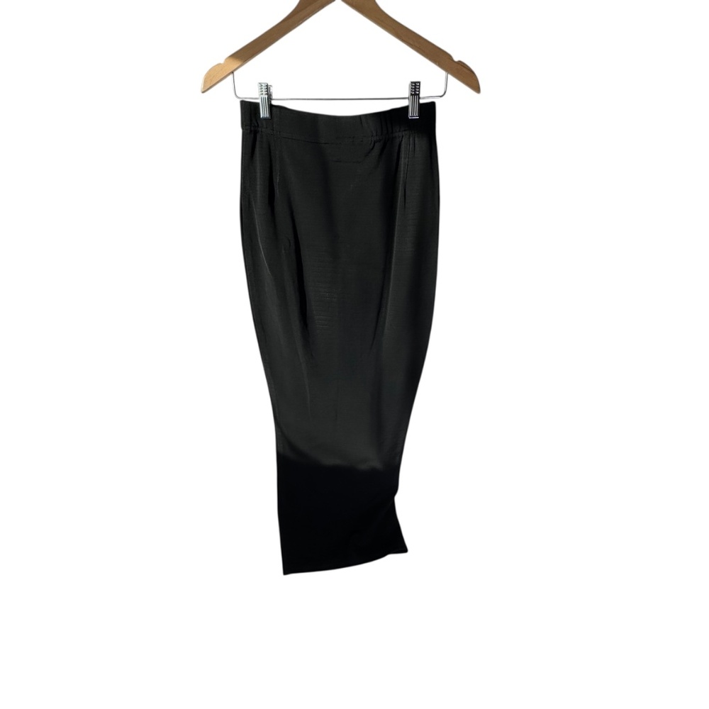 John Murrough Vintage Black Pull On Back Slit Midi Skirt Sz S